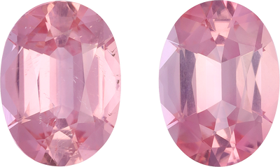 Oval cut pink tourmaline, 12.57 by 9.17 mm, shown at actual size