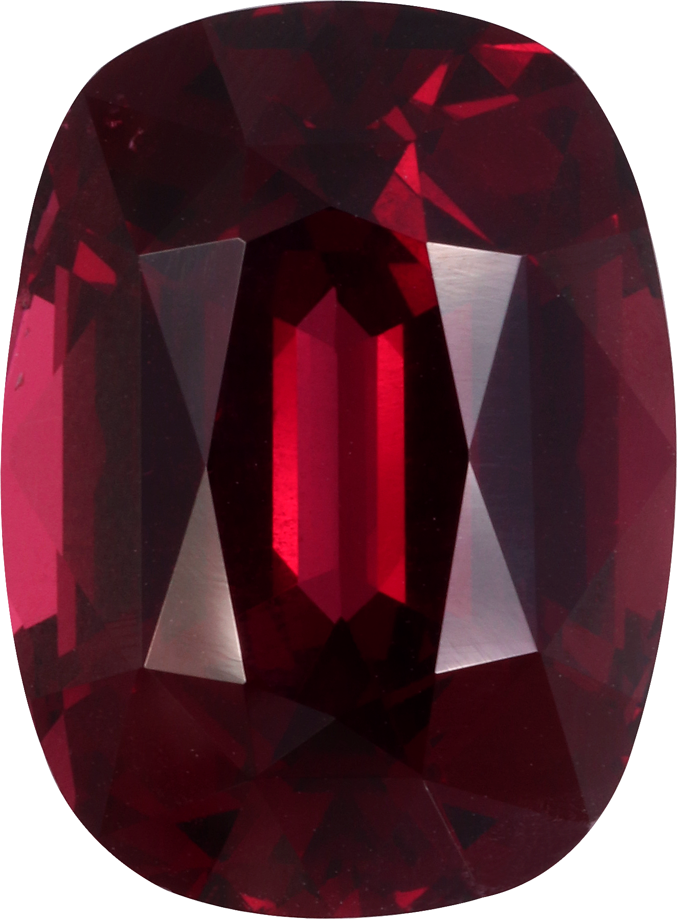 Cushion cut rhodolite garnet, 15.89 by 11.72 mm, shown at actual size