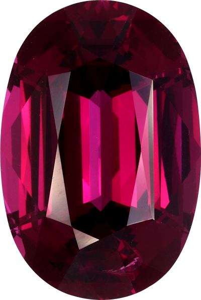 Oval cut umbalite garnet, 16.94 by 11.31 mm, shown at actual size