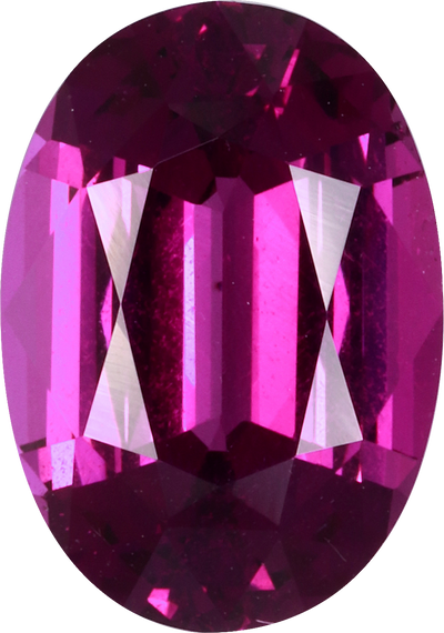 Oval cut umbalite garnet, 11.5 by 8 mm, shown at actual size
