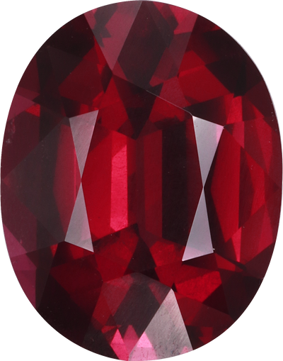 Oval cut umbalite garnet, 13.71 by 10.81 mm, shown at actual size