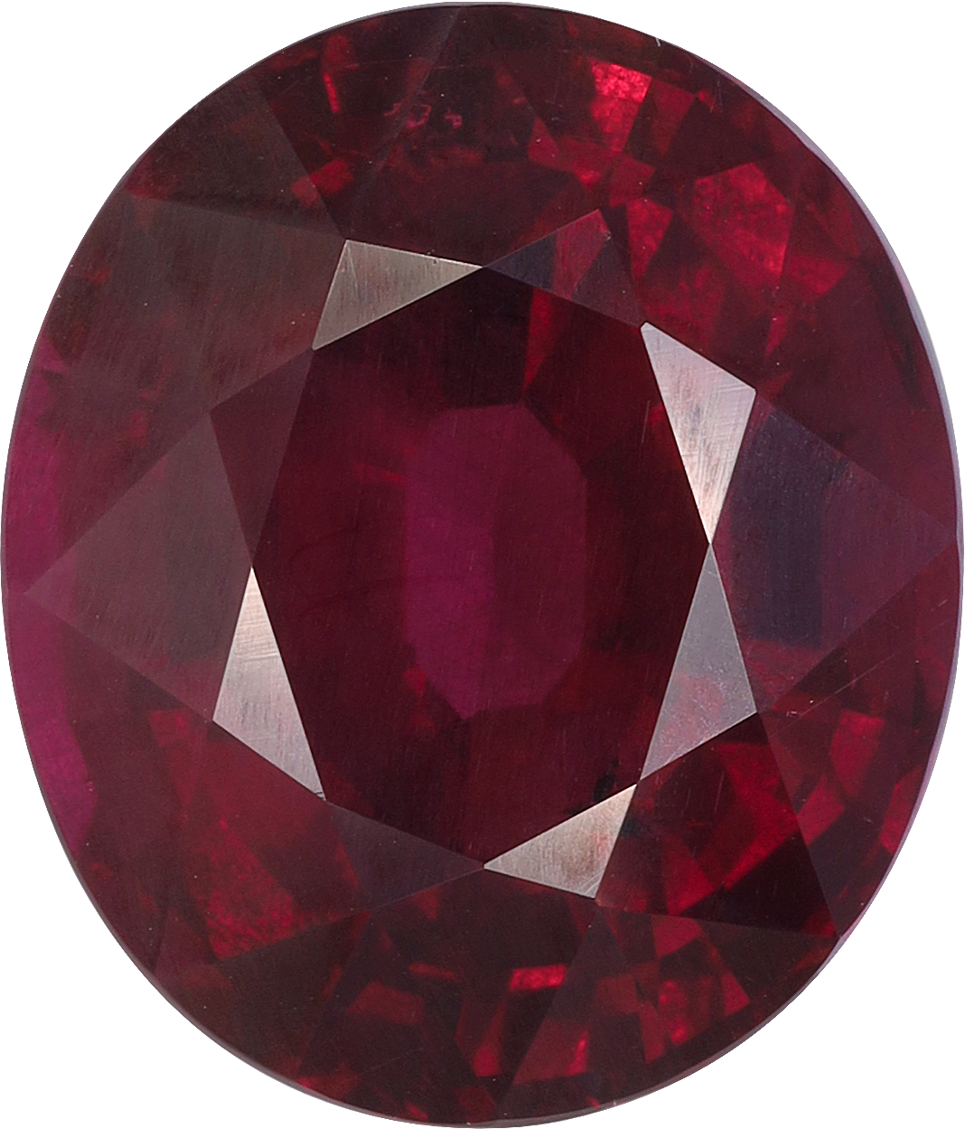 Oval cut umbalite garnet, 15.26 by 13.05 mm, shown at actual size
