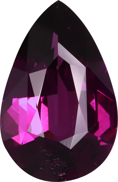Pear cut umbalite garnet, 13.7 by 9 mm, shown at actual size