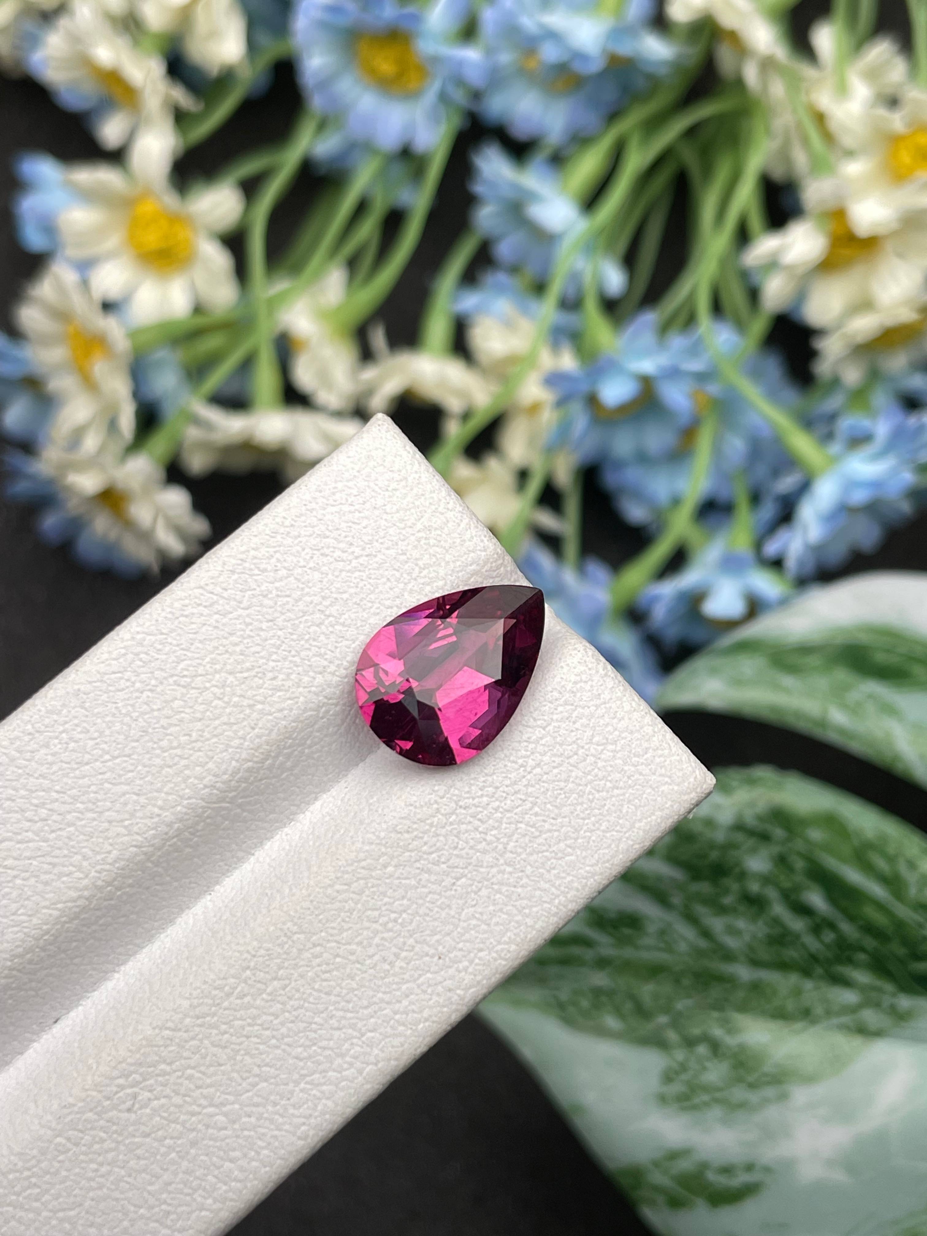 purple umbalite garnet, 5.11ct pear cut — view 5