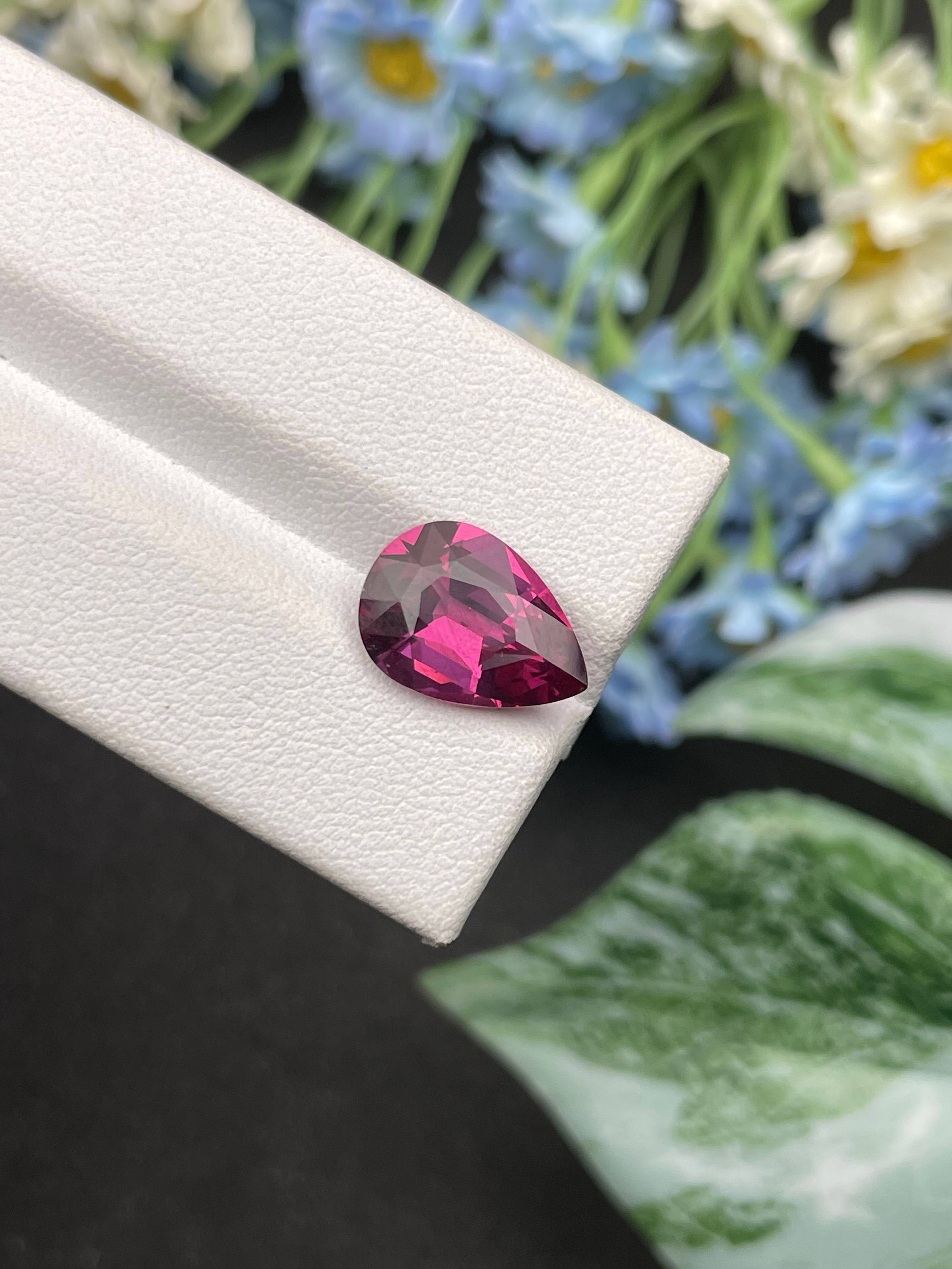 purple umbalite garnet, 5.11ct pear cut — view 6