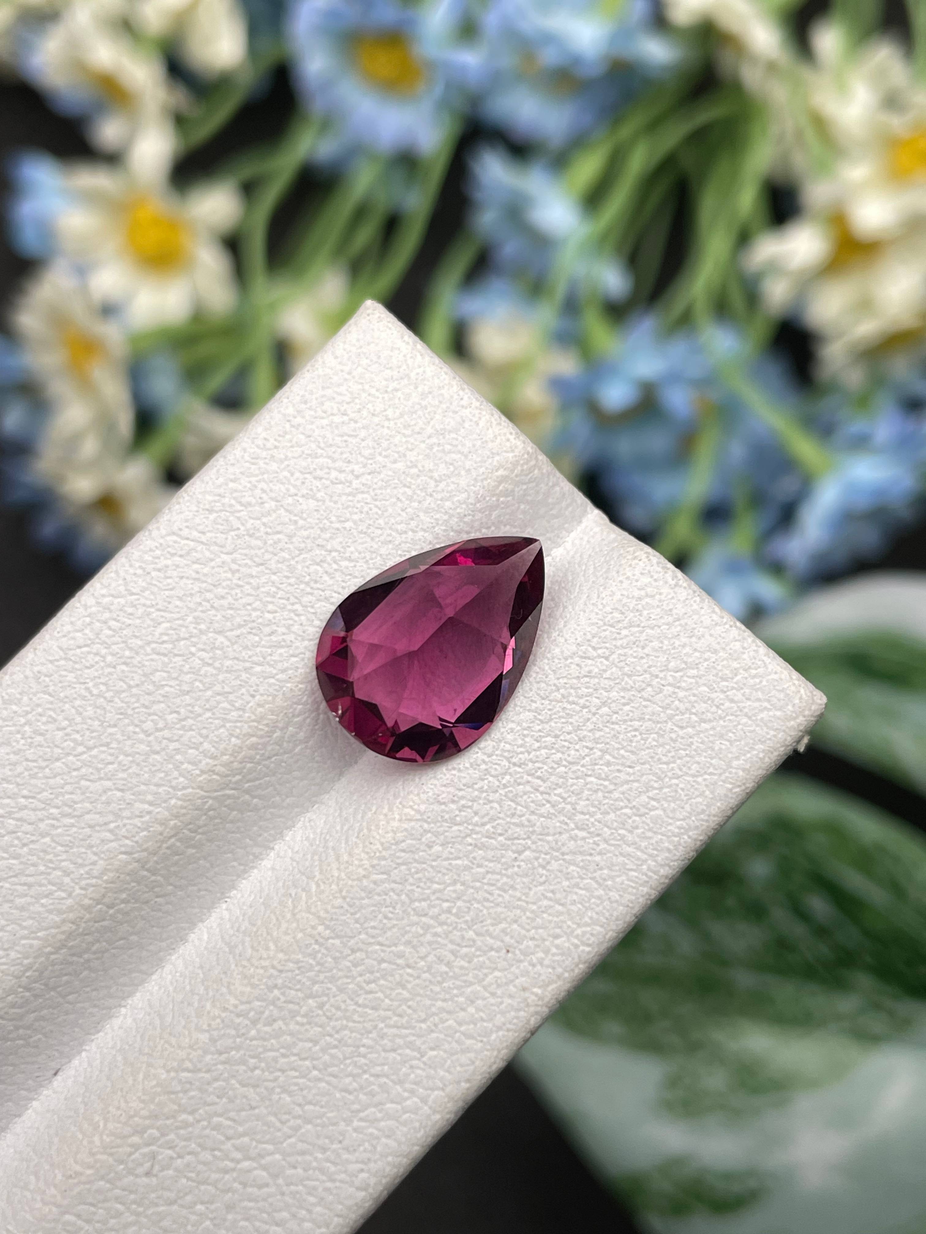 purple umbalite garnet, 5.11ct pear cut — view 7