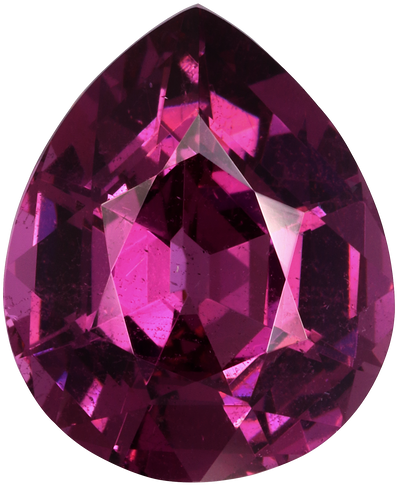 Pear cut umbalite garnet, 12.2 by 10 mm, shown at actual size