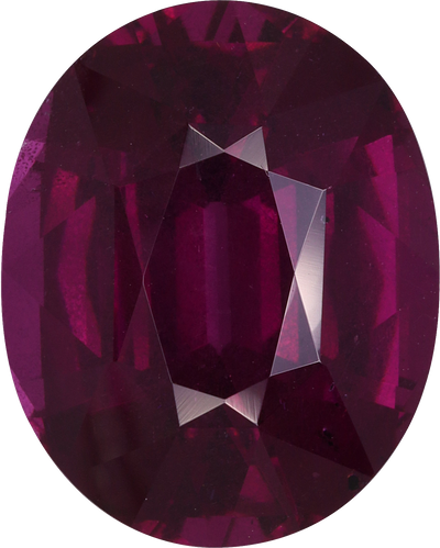 Oval cut umbalite garnet, 14.5 by 11.6 mm, shown at actual size