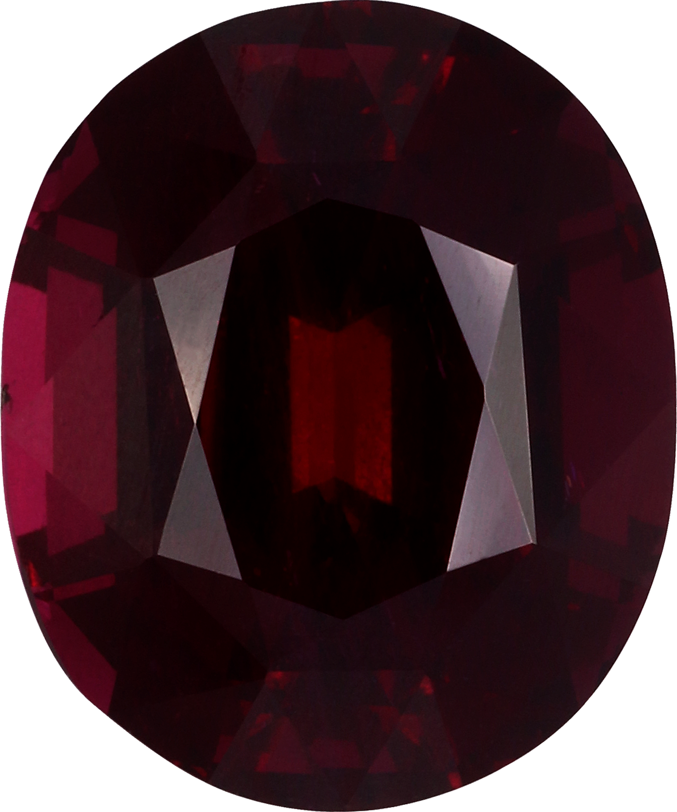 Oval cut umbalite garnet, 14 by 11.7 mm, shown at actual size