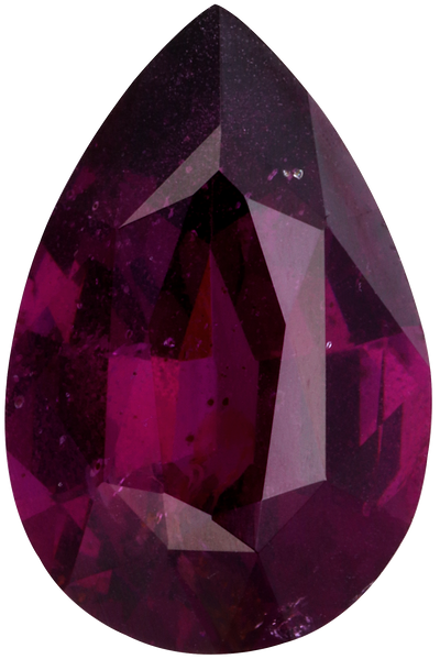 Pear cut umbalite garnet, 13.6 by 8.9 mm, shown at actual size