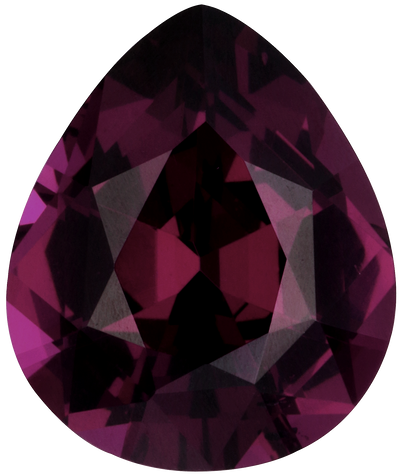 Pear cut umbalite garnet, 10 by 12 mm, shown at actual size