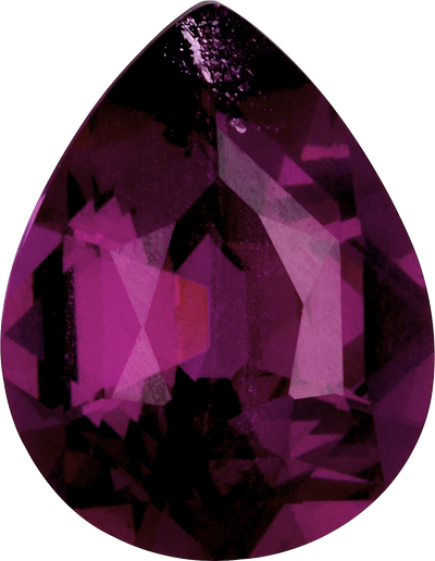 Pear cut umbalite garnet, 11 by 8.6 mm, shown at actual size