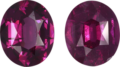 Oval cut umbalite garnet, 10.78 by 9 mm, shown at actual size