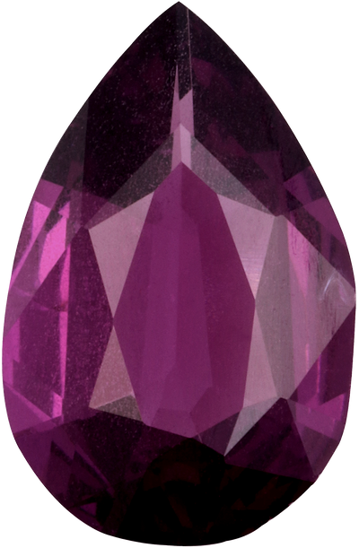 Pear cut umbalite garnet, 12.1 by 7.8 mm, shown at actual size