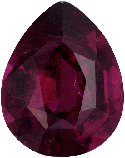 Pear cut umbalite garnet, 11.1 by 8.7 mm, shown at actual size