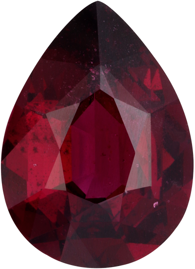 Pear cut umbalite garnet, 13.8 by 10 mm, shown at actual size