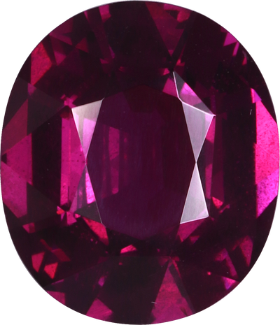 Oval cut umbalite garnet, 11.54 by 10 mm, shown at actual size
