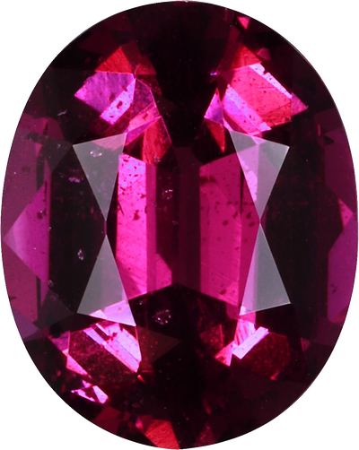 Oval cut umbalite garnet, 11.05 by 8.75 mm, shown at actual size