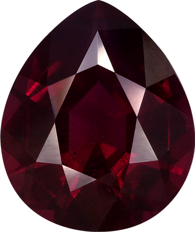 Pear cut umbalite garnet, 16.05 by 13.53 mm, shown at actual size