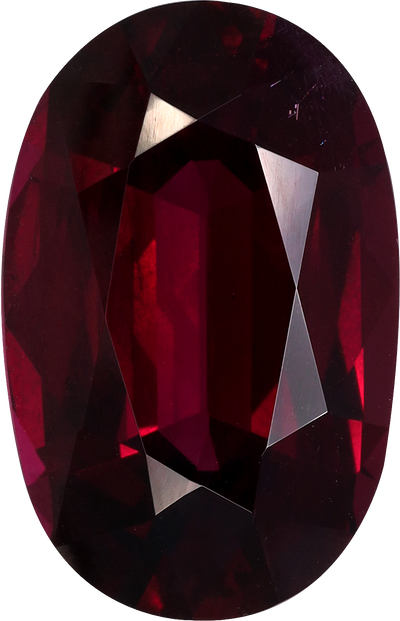 Oval cut umbalite garnet, 16.98 by 10.94 mm, shown at actual size