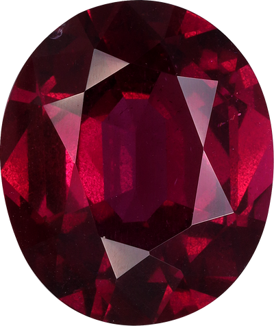 Oval cut umbalite garnet, 12.88 by 10.82 mm, shown at actual size