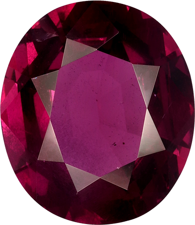Oval cut umbalite garnet, 11.67 by 10.13 mm, shown at actual size