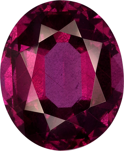 Oval cut umbalite garnet, 11.91 by 9.73 mm, shown at actual size