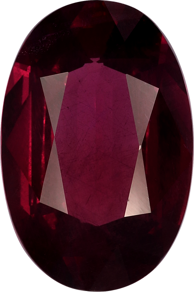 Oval cut umbalite garnet, 11.96 by 7.97 mm, shown at actual size