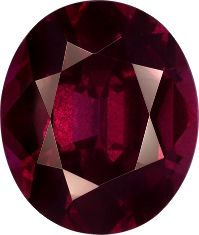 Oval cut umbalite garnet, 12.03 by 10.19 mm, shown at actual size