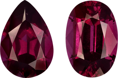 Pear cut umbalite garnet, 11.93 by 8.16 mm, shown at actual size