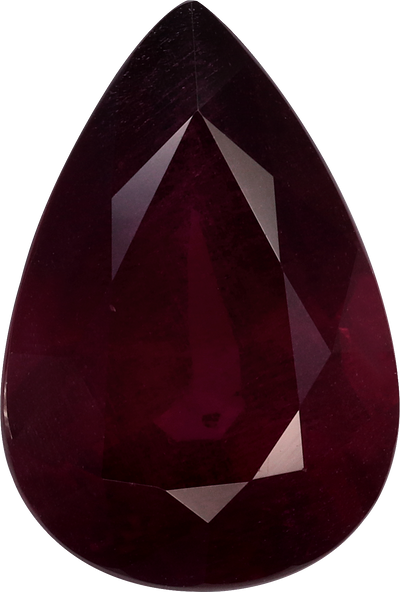 Pear cut umbalite garnet, 15.54 by 10.53 mm, shown at actual size