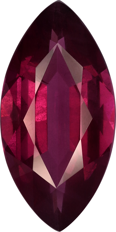 Marquise cut umbalite garnet, 17.6 by 8.76 mm, shown at actual size
