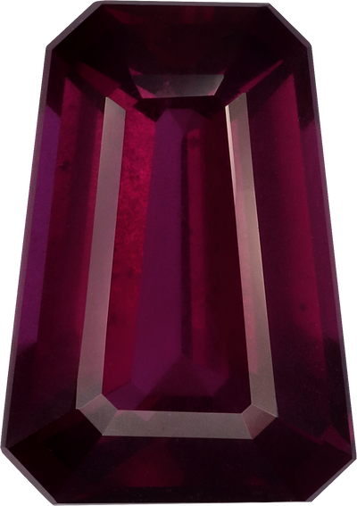 Fancy cut umbalite garnet, 12.41 by 8.74 mm, shown at actual size