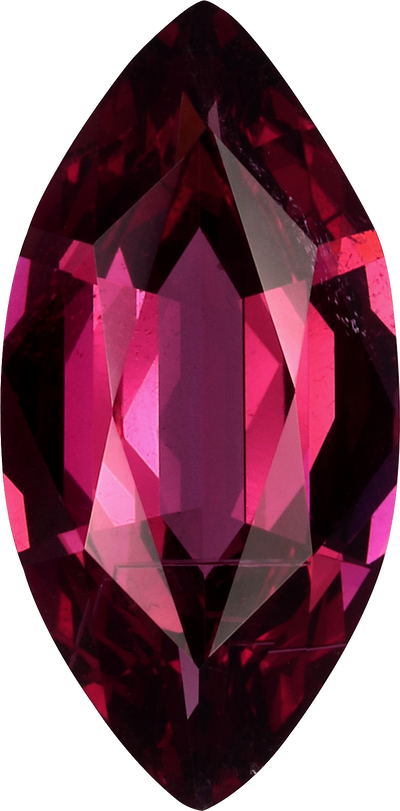 Marquise cut umbalite garnet, 13.82 by 6.81 mm, shown at actual size
