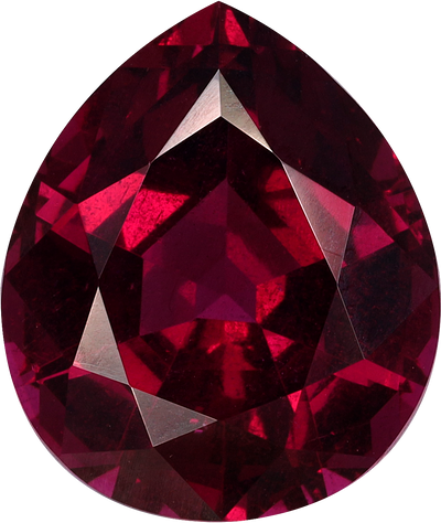 Pear cut umbalite garnet, 11.98 by 10.26 mm, shown at actual size