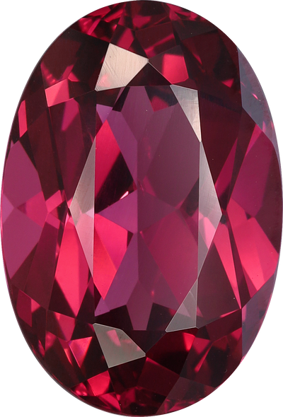 Oval cut umbalite garnet, 16.44 by 11.24 mm, shown at actual size