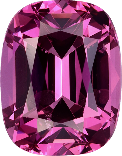 Cushion cut rose garnet, 10.03 by 7.82 mm, shown at actual size