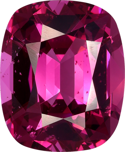 Cushion cut rose garnet, 14.36 by 11.82 mm, shown at actual size