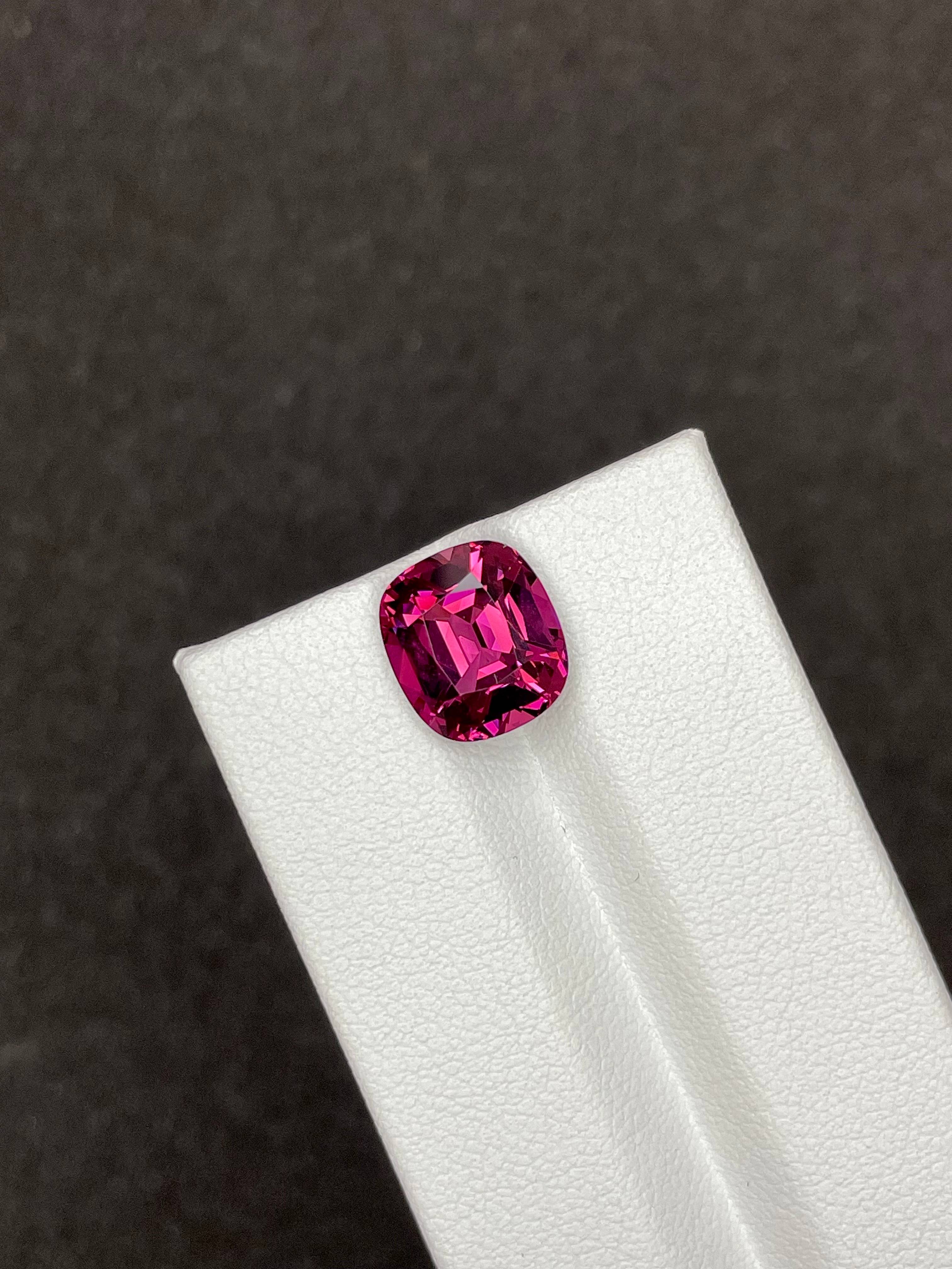 bubblegum pink rose garnet, 5.58ct cushion cut — view 5