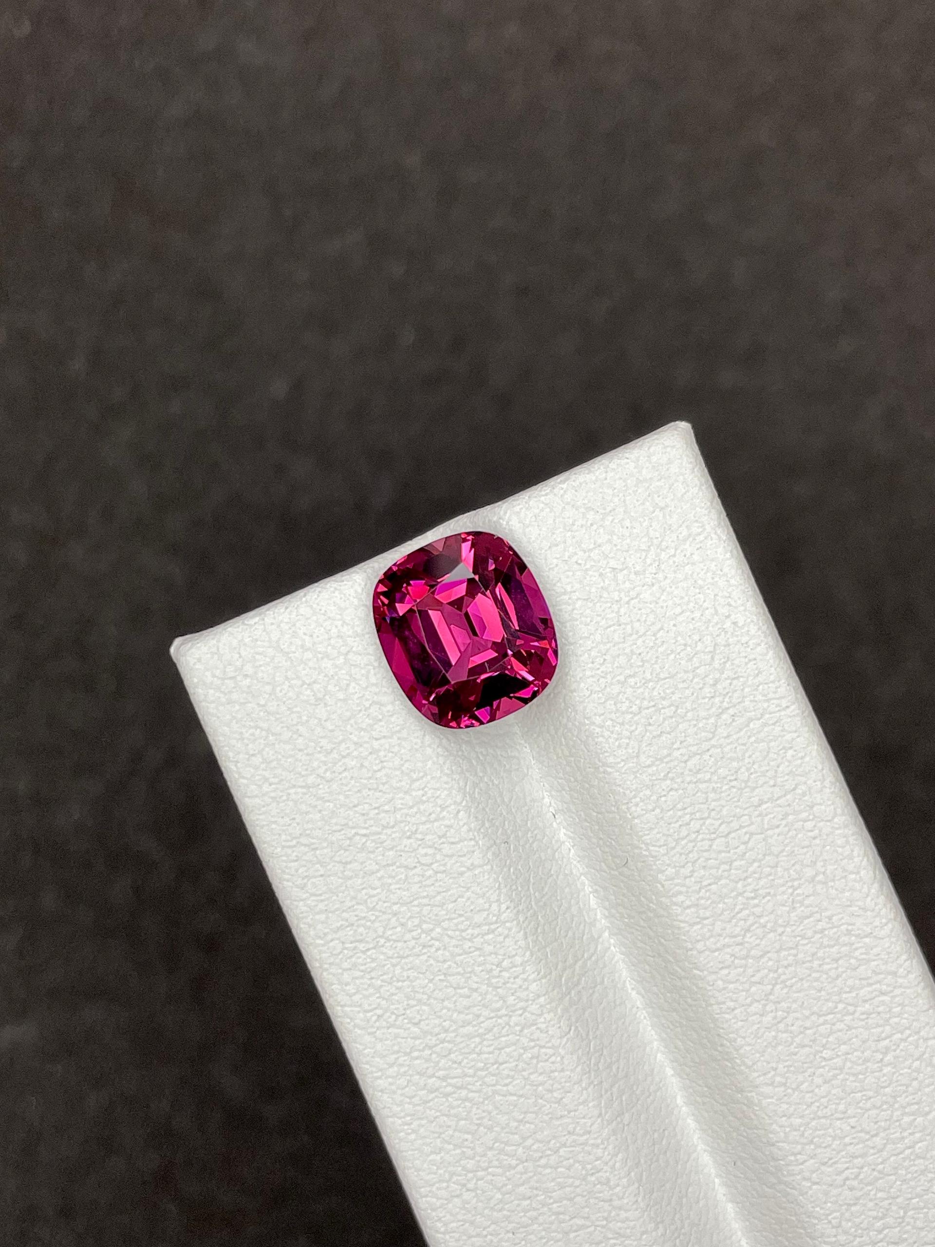 bubblegum pink rose garnet, 5.58ct cushion cut — view 5
