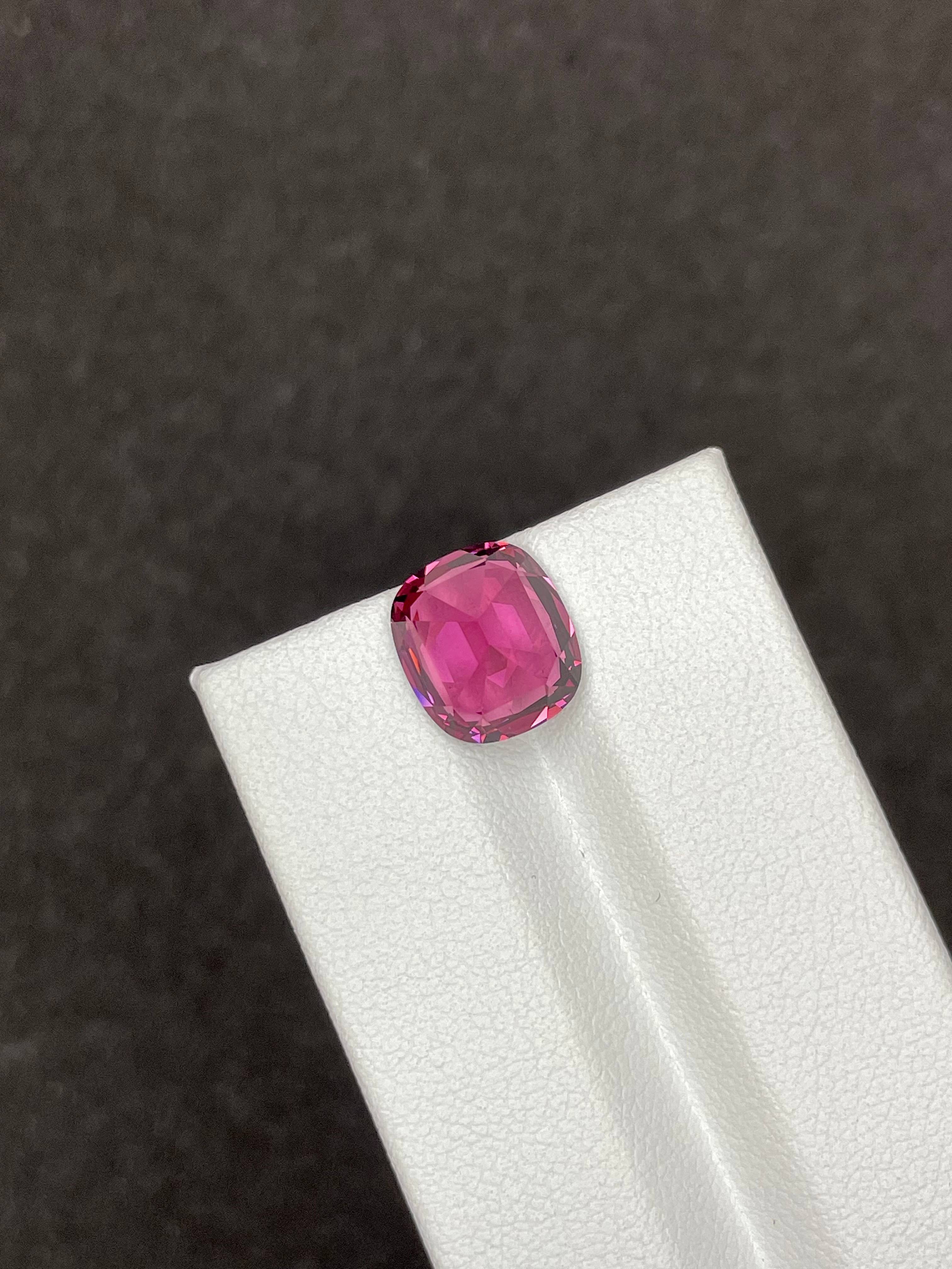 bubblegum pink rose garnet, 5.58ct cushion cut — view 6