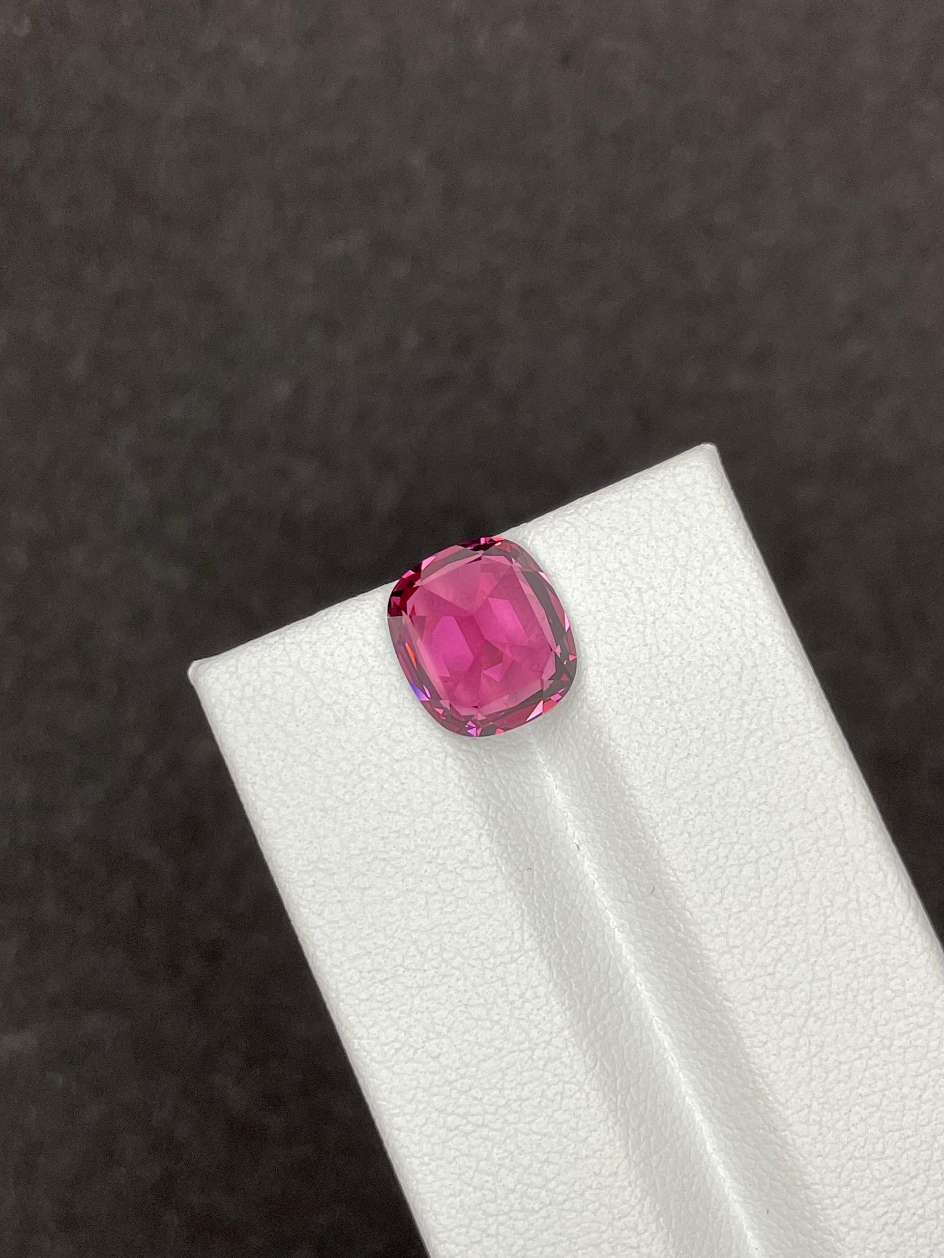 bubblegum pink rose garnet, 5.58ct cushion cut — view 6