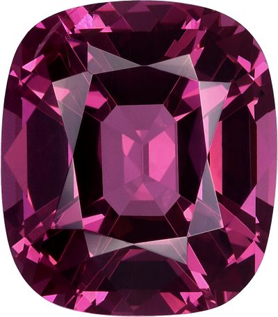 Cushion cut rose garnet, 10.63 by 9.35 mm, shown at actual size