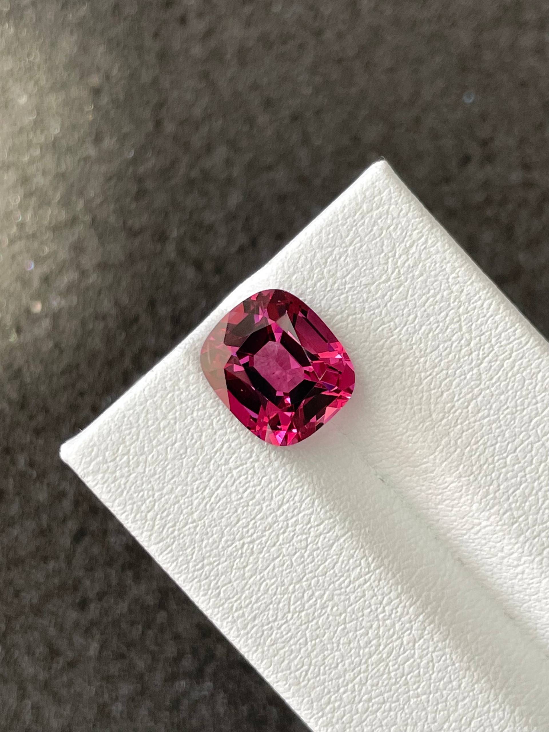 bubblegum pink rose garnet, 5.17ct cushion cut — view 5