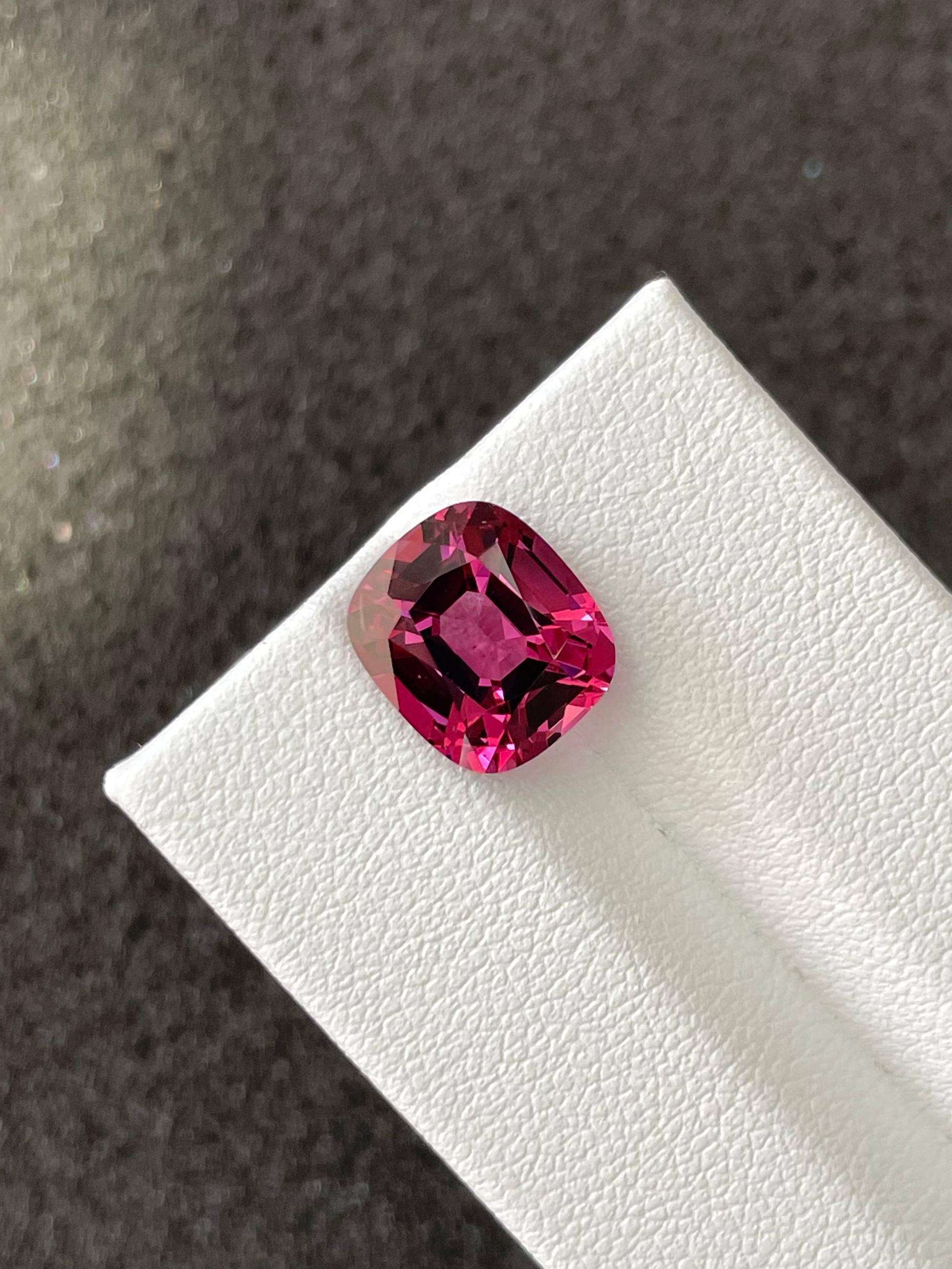 bubblegum pink rose garnet, 5.17ct cushion cut — view 5