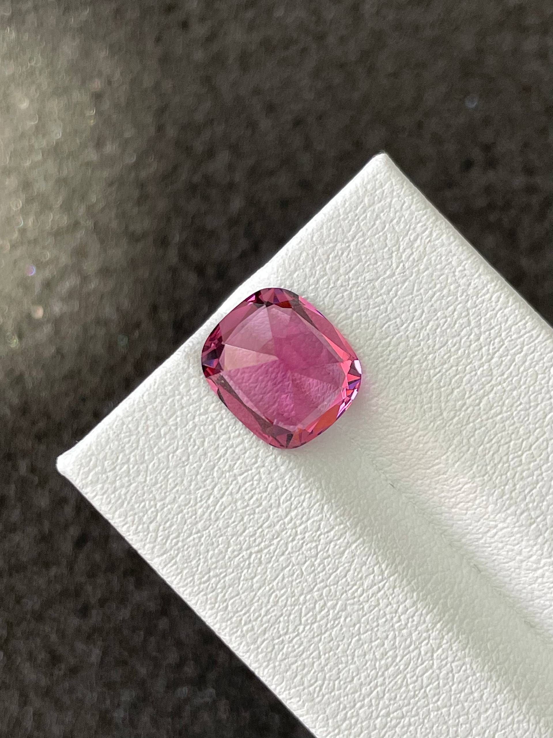bubblegum pink rose garnet, 5.17ct cushion cut — view 6