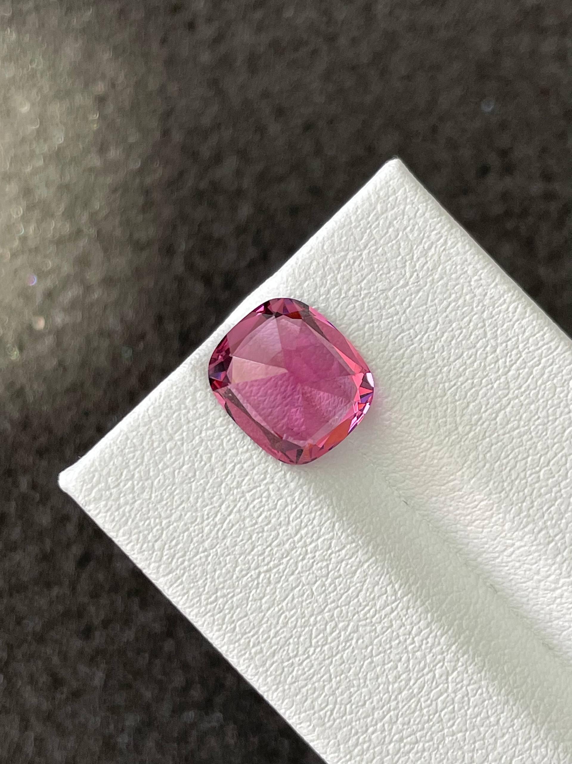 bubblegum pink rose garnet, 5.17ct cushion cut — view 6