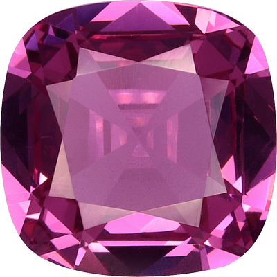 Cushion cut rose garnet, 7.19 by 7.18 mm, shown at actual size