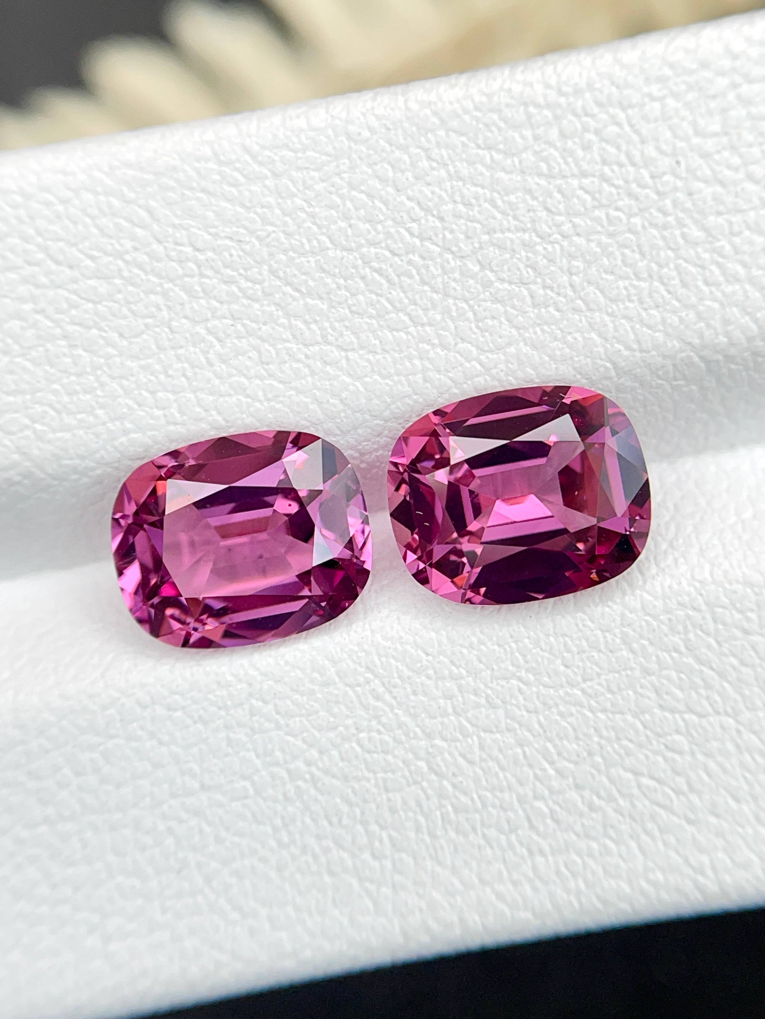 bubblegum pink rose garnet, 6.29ct cushion cut — view 5