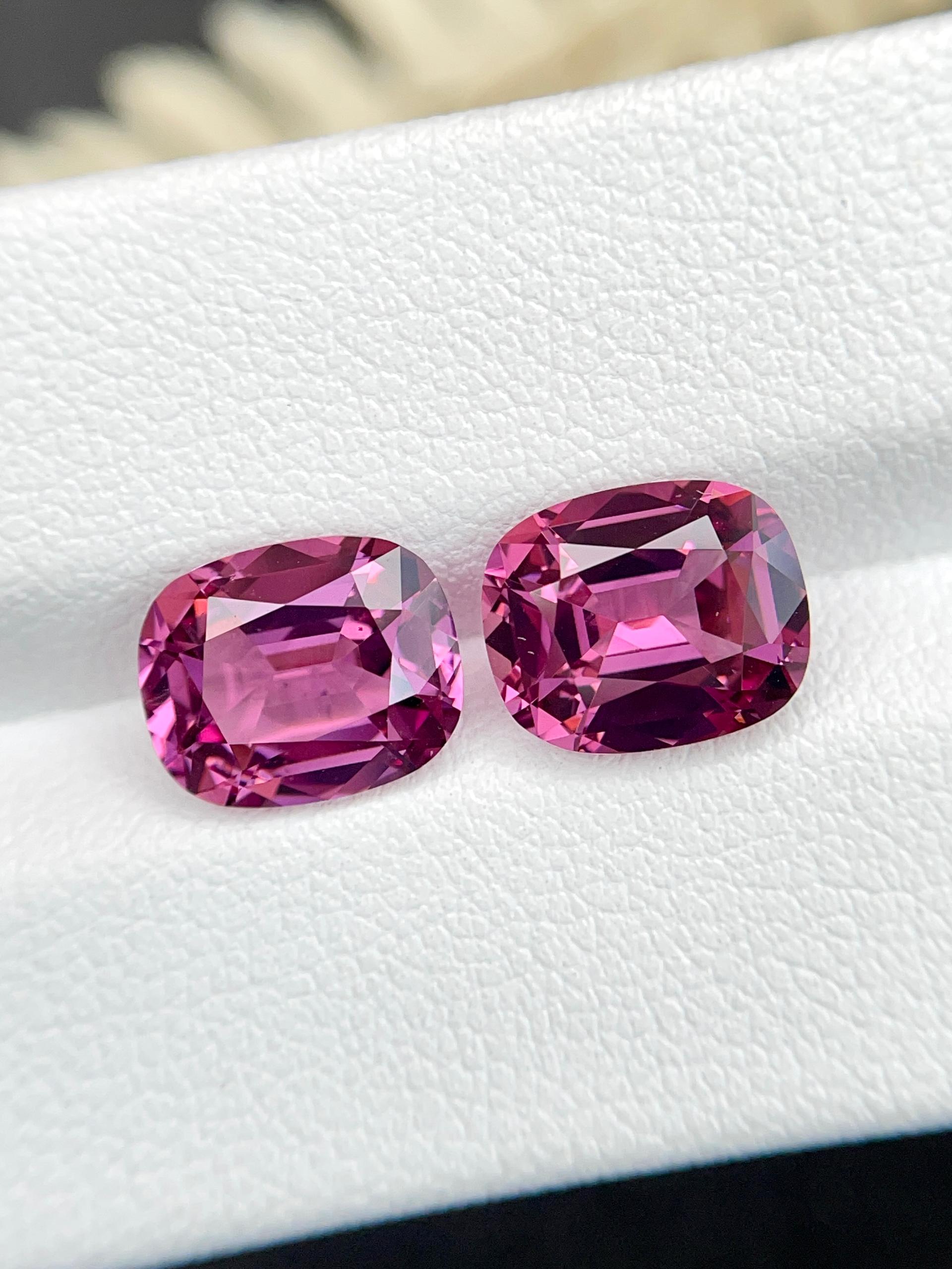 bubblegum pink rose garnet, 6.29ct cushion cut — view 5